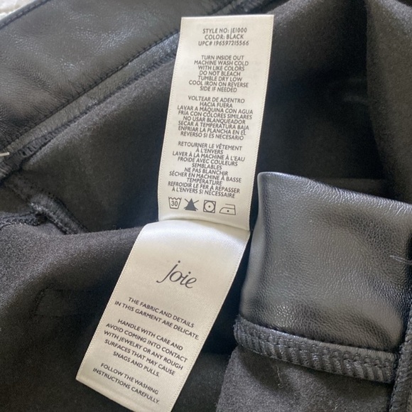 Joie Straight Faux Leather Pants Zip Fly Black Size 10 - Picture 11 of 12